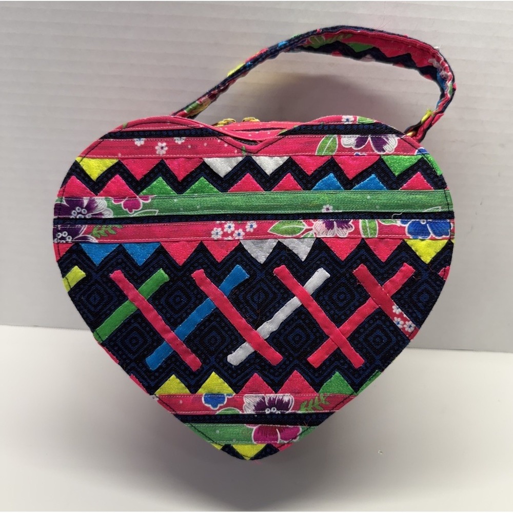 Hmong Handmade Multicolor Heart Shape Hand/Shoulder Crossbody Bag
